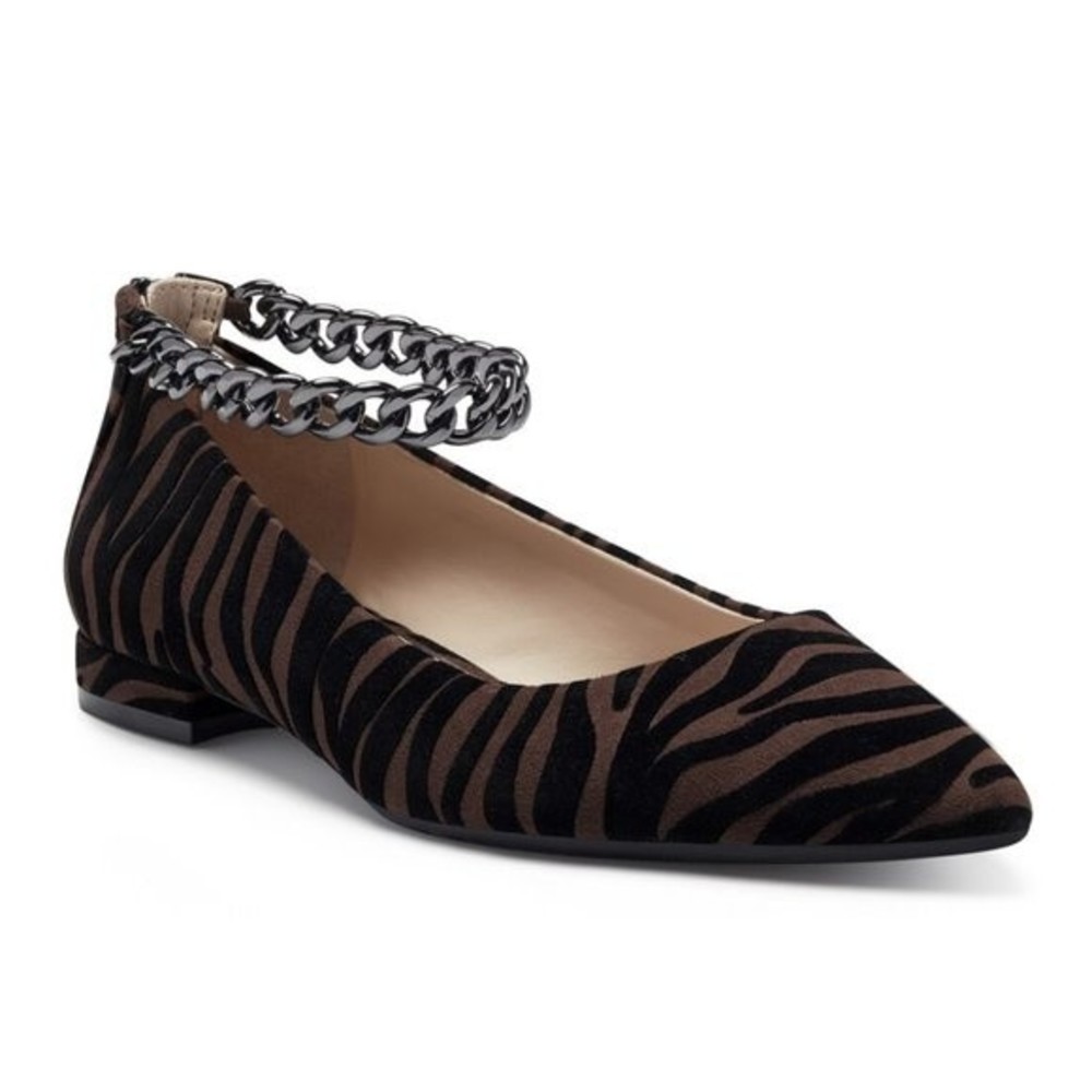 NEW Jessica Simpson Womens Size 6.5 Metal Ankle Chain Tiger Ballet Flats Shoes